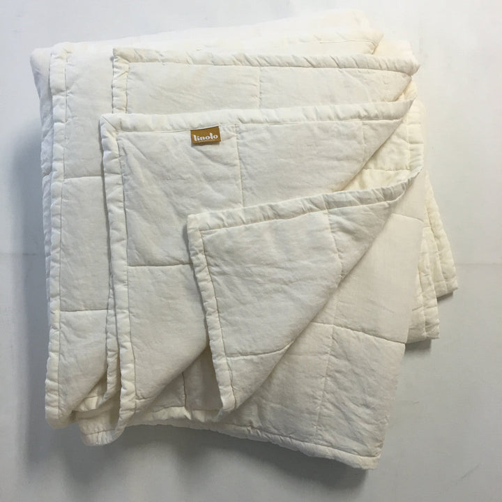 Sale Organic Ivory Quilted Linen Coverlet