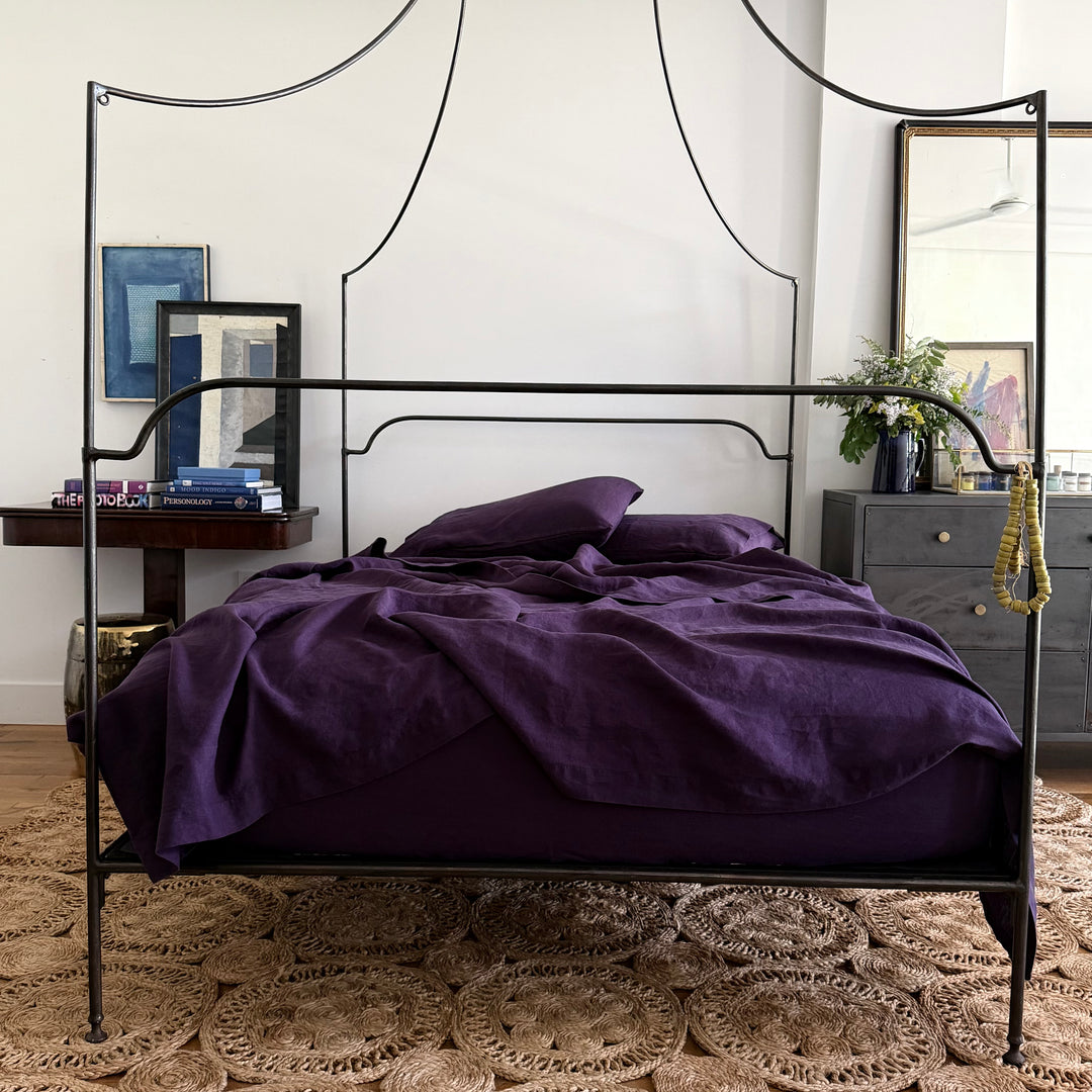 Aubergine Linen Sheet Set