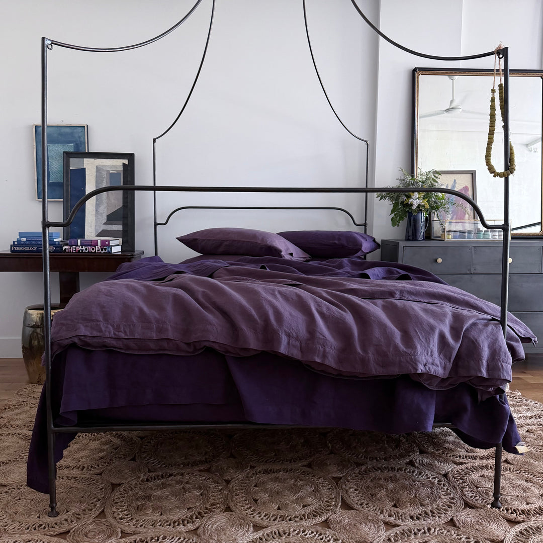Aubergine Linen Sheet Set
