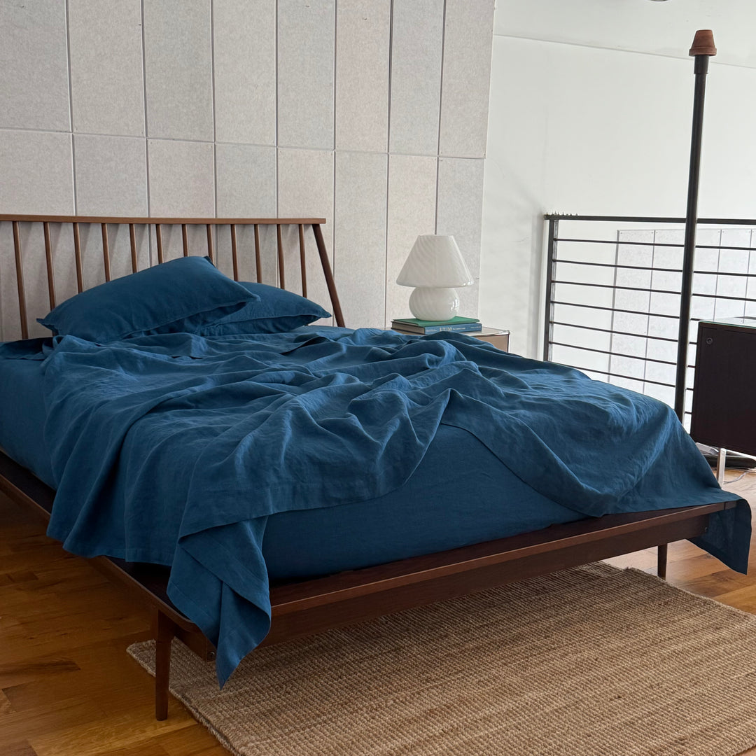 Cobalt Linen Flat Sheet