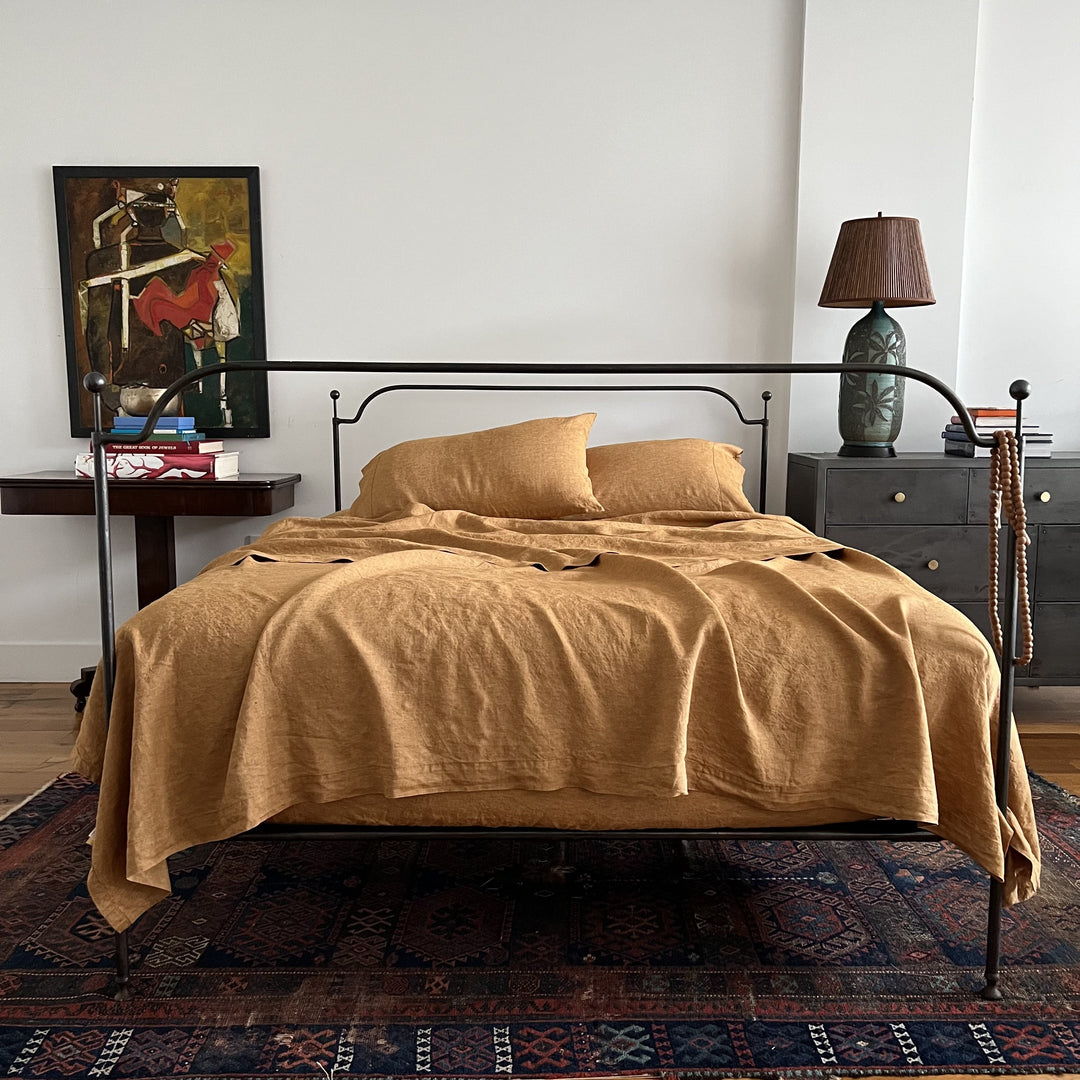 Harvest Gold Liinen Flat Sheet