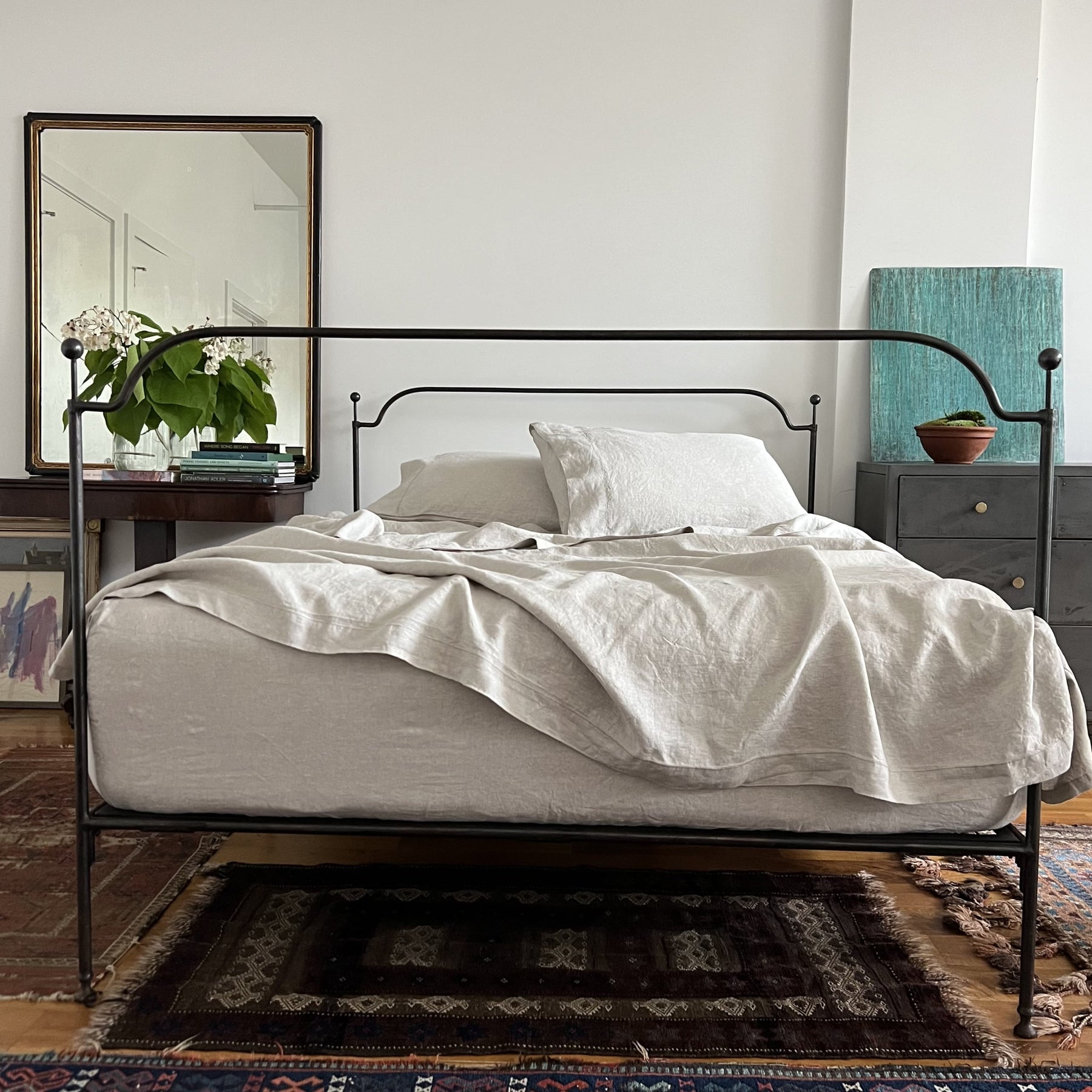 natural oatmeal 100 % linen sheet set