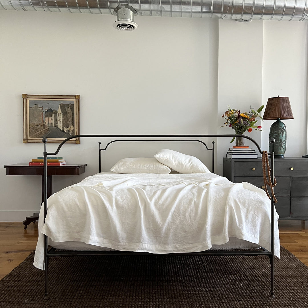Organic ivory linen flat sheet
