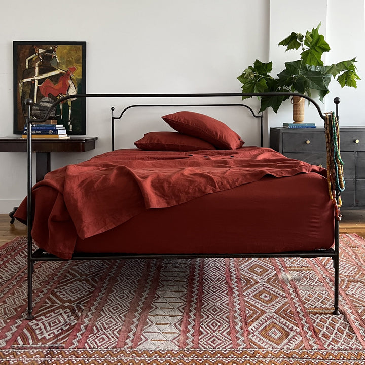 Terra Cotta 100% Linen flat sheet